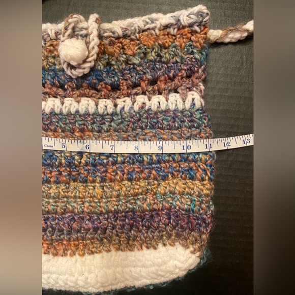 Handmade Crochet 11” Crossbody Bag Purse Boho - Picture 6 of 7